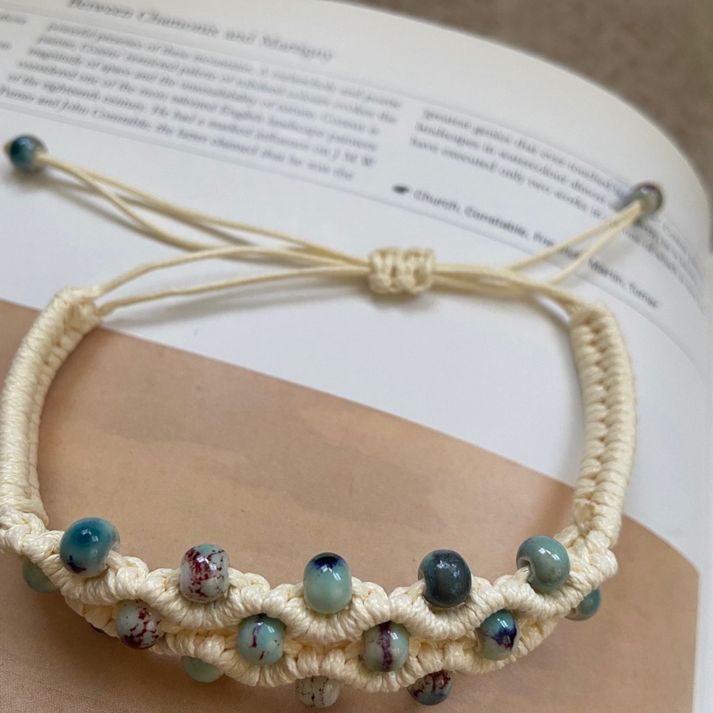 Ceramic Bead Charm Bracelet BOHO Bolo - Picture 5 of 11